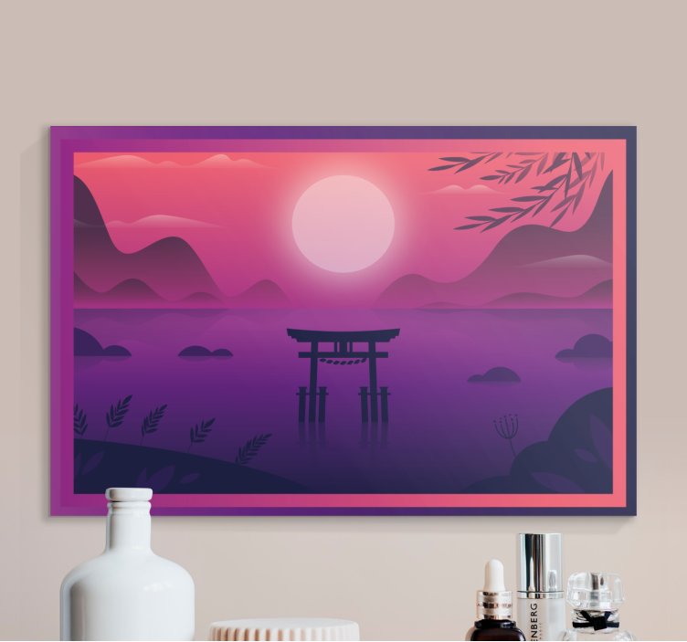 Leinwandbild Oriental sonnenuntergang torii tor - TenStickers