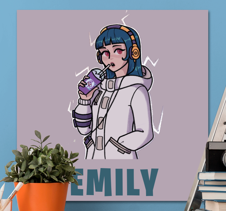 Leinwandbild Menschen mädchen mit kopfhörern mit namen - TenStickers