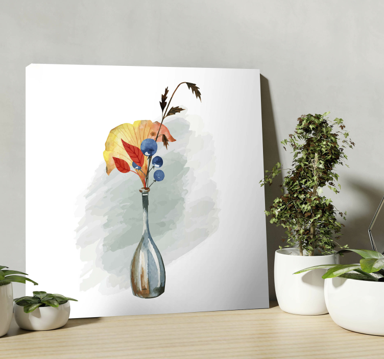 Leinwandbild vase mit herbstblättern - TenStickers