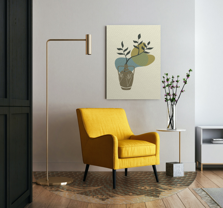 Leinwandbild vase mit laub - TenStickers