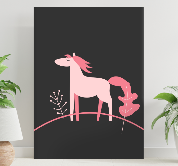 Pferde leinwand im stilvollen rosa design - TenStickers