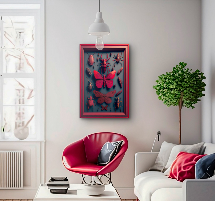 Poster Wohnzimmer Insekten Sammlung magenta - TenStickers