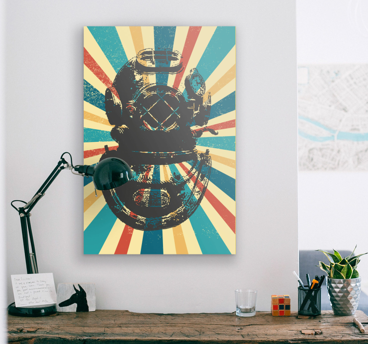 Vintage taucher-leinwand - TenStickers