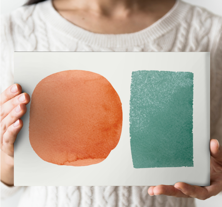 Leinwandbild abstrakt kreisförmige und rechteckige aquarelle - TenStickers