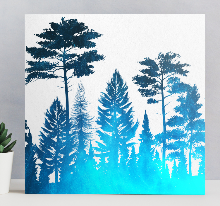 Wandbild baum silhouette waldszene - TenStickers