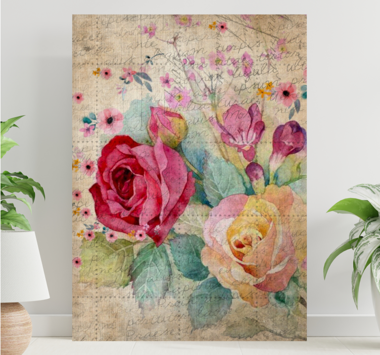 Leinwandbild Blume Mehrfarbige vintage kleine blumen - TenStickers