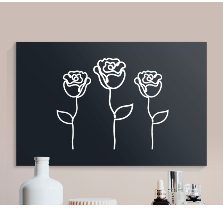 Leinwandbild Blume Minimalistische rosenillustrationslinie - TenStickers