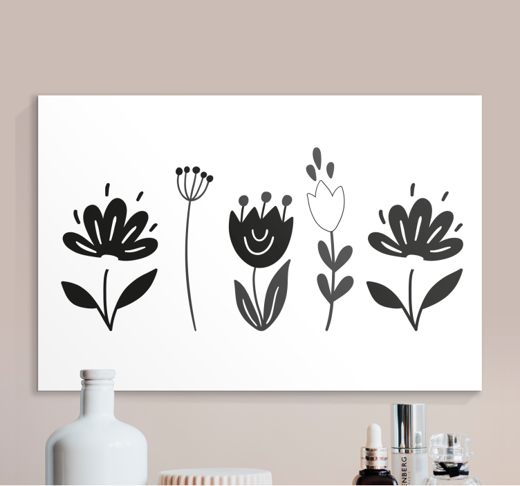 Leinwandbild Blume Schwarze und weiße blumen - TenStickers