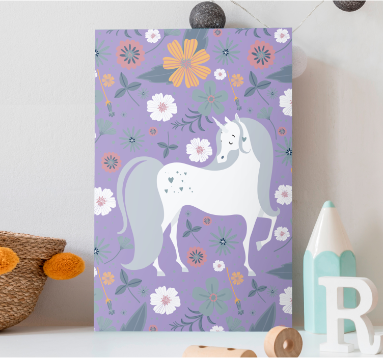 Wandbild elefant mit charmantem einhorn floral - TenStickers