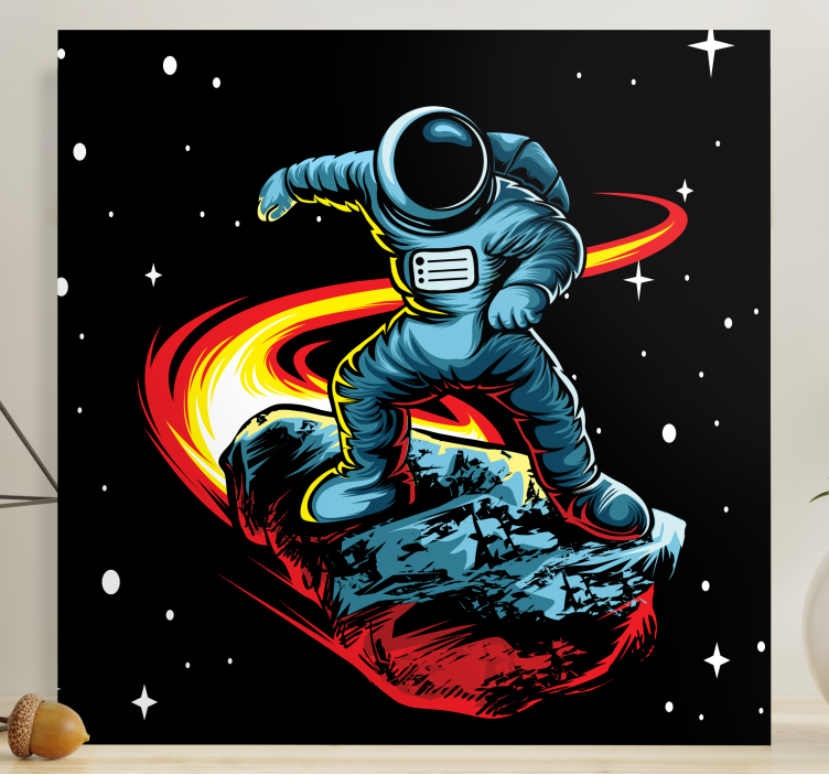 Wandbild gaming astronaut auf asteroid surfen - TenStickers