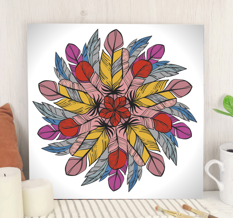 Mandala Wandbilder Mandala aus federn - TenStickers