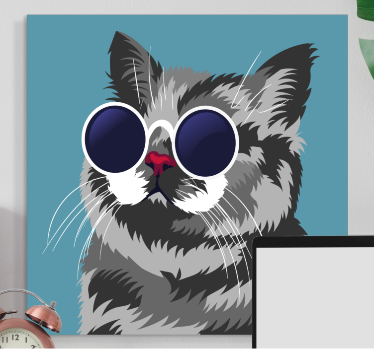 Wandbilder modern Lustiges gemälde einer grauen katze - TenStickers