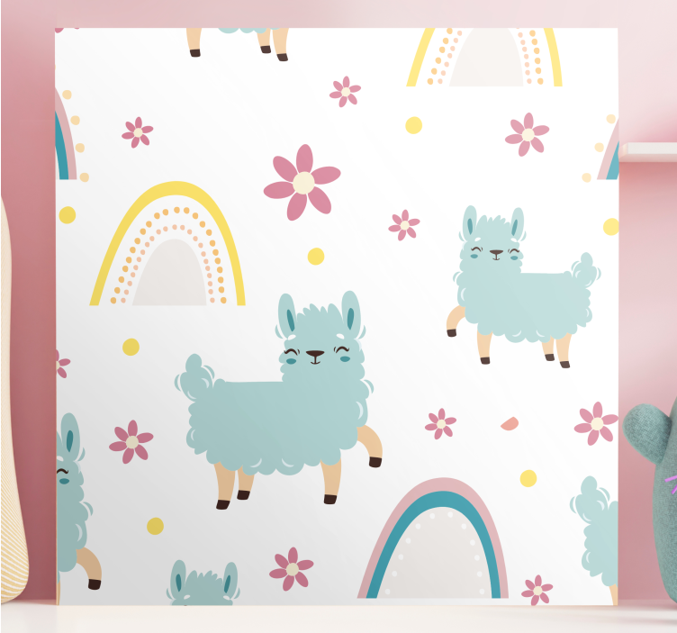 Wandbild tier llama und blumen - TenStickers