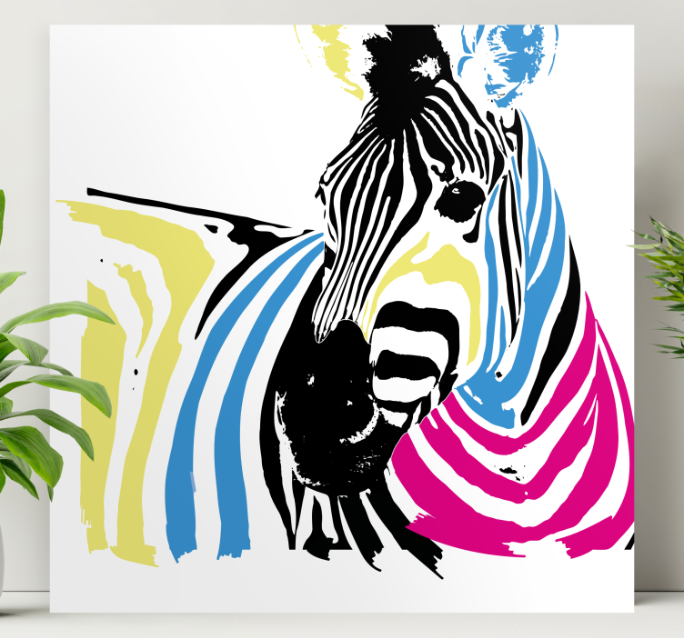 Wandbild tier zebra mit lebhaften streifen - TenStickers