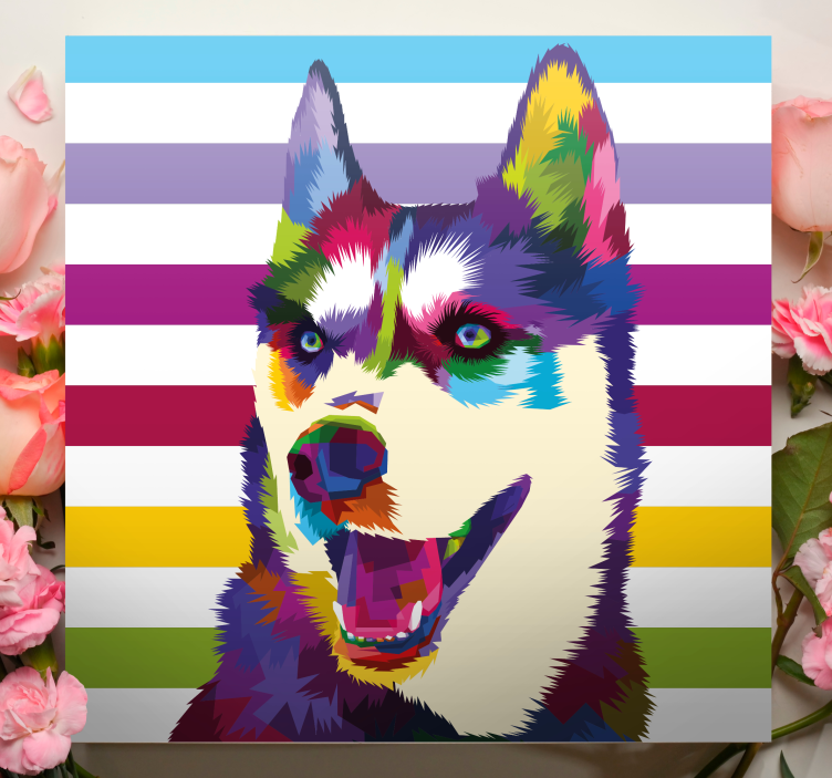 Wandbilder hunde buntes husky porträt - TenStickers