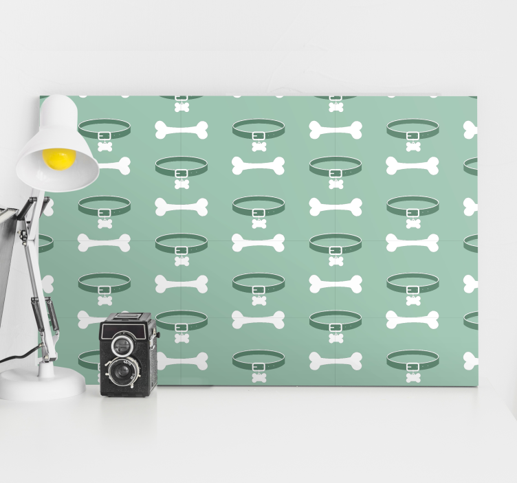 Wandbilder hunde mit knochen und halsband muster - TenStickers