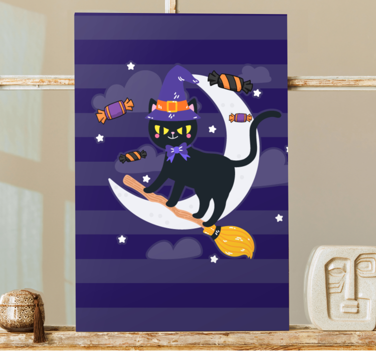 Wandbilder katzen schwarze katzenhexe - TenStickers