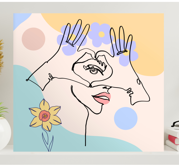 Kunst auf Leinwand abstrakte handlinien - TenStickers