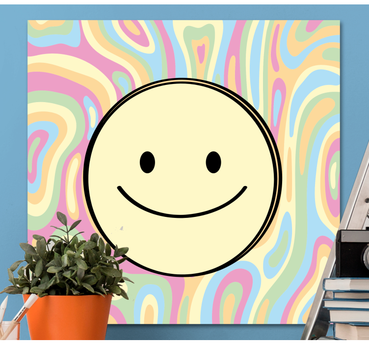 Kunst auf Leinwand Buntes batik-smiley-gesicht - TenStickers