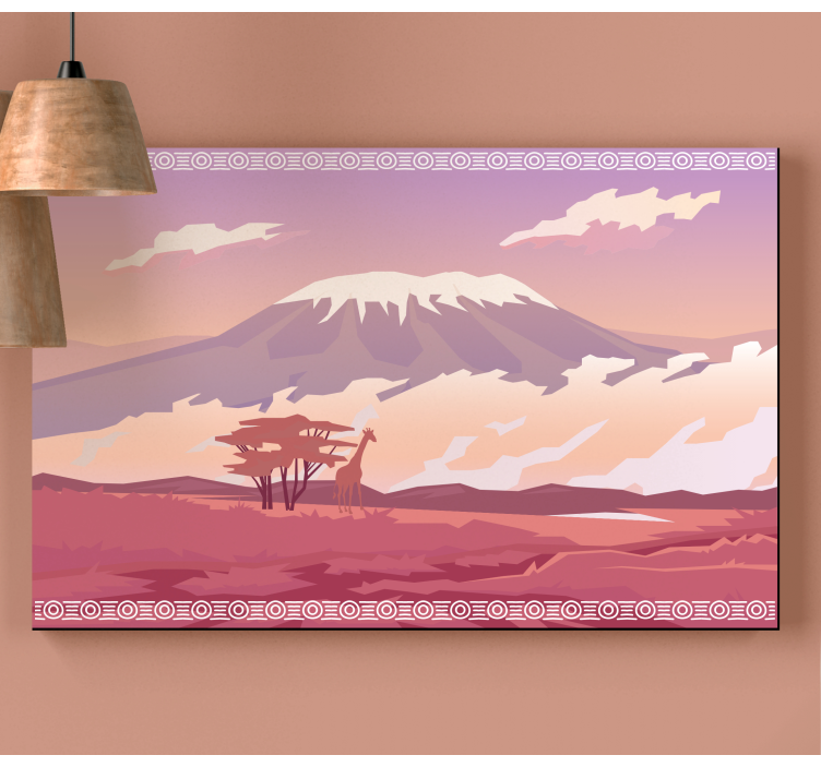 Wandbilder landschaft giraffe mit bergblick - TenStickers