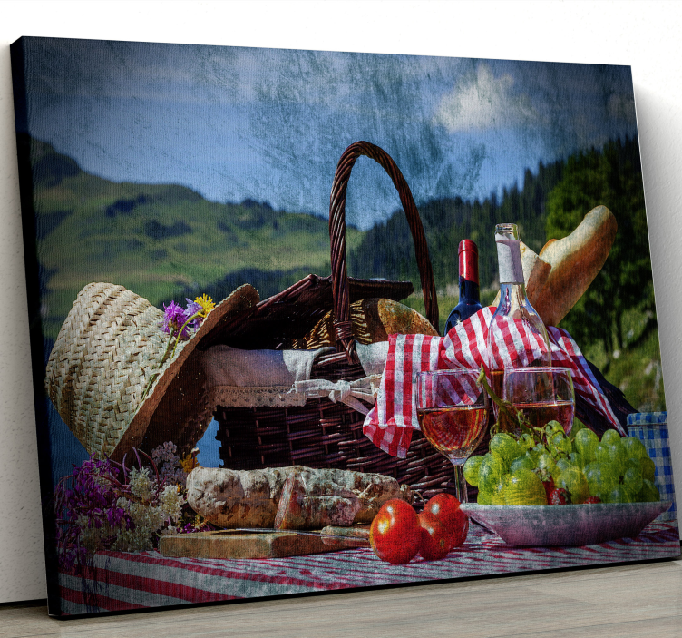 Wandbilder landschaft picknickkorb szene - TenStickers