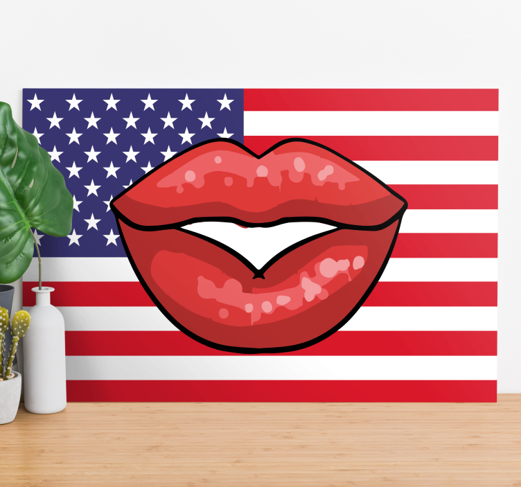 Wandbilder vintage lippen auf flagge - TenStickers