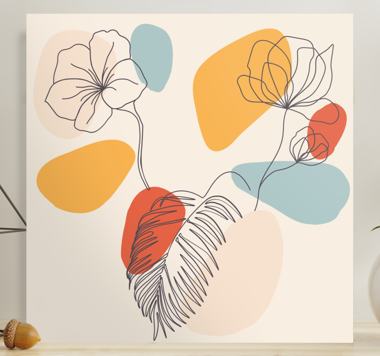 Wandbild Wohnzimmer Botanische Wandtapete - TenStickers