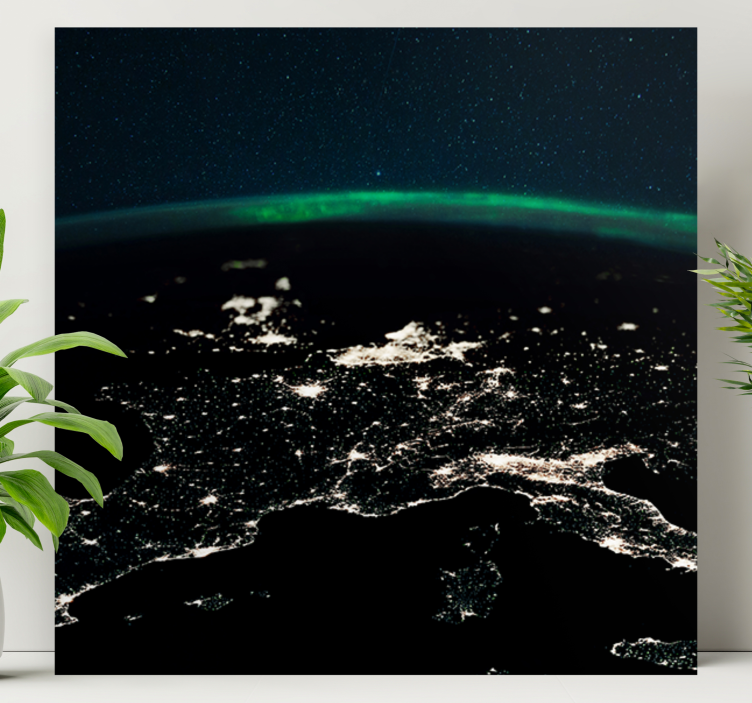 Weltkarte leinwand luftaufnahme nachtsicht - TenStickers