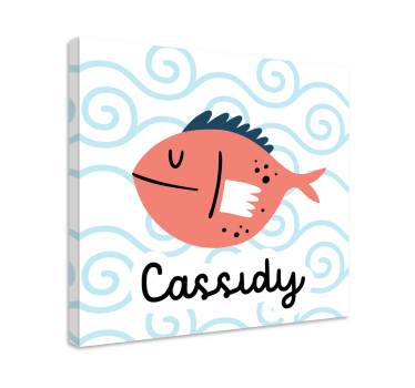 Wandbild Tier Lächelnder Fisch mit Namen - TenStickers
