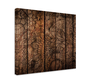 Wandbild Mandala Mandala mit holzeffekt - TenStickers