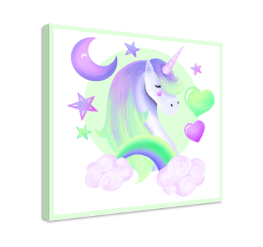 Wandbild Einhorn Einhörner herz und regenbogen - TenStickers