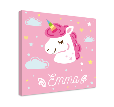 Wandbild Einhorn Rosa einhörner mit Namen - TenStickers
