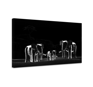 Elefanten Leinwand 3d-effekt der grauen elefanten - TenStickers