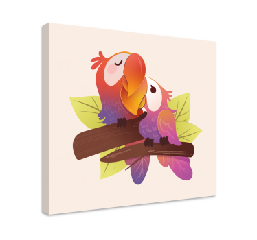 Wandbild Vogel Cartoon verliebt rosa - TenStickers