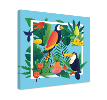 Wandbild Vogel Tropische vögel mit früchten - TenStickers