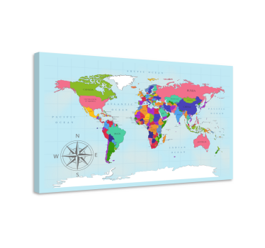 Wandbild Weltkarte Blaue weltkarte - TenStickers