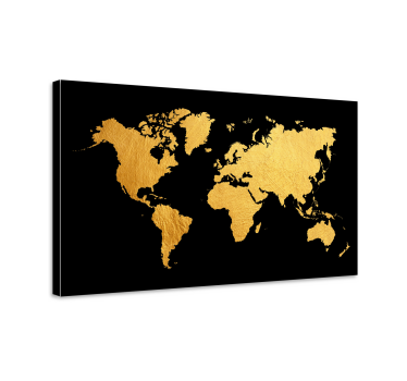 Wandbild Weltkarte Schwarz und gold - TenStickers