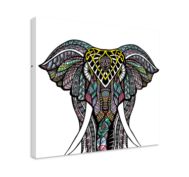 Elefanten Leinwand Mehrfarbiger ethnischer elefant - TenStickers