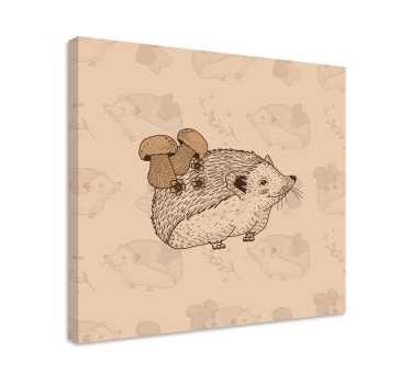 Wandbild Tier beiger igel mit pilzen - TenStickers