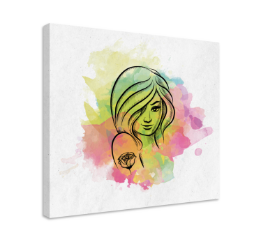 Leinwandbild aquarell weibliches porträt - TenStickers