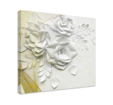 Wandbilder 3D Elegante goldweiße blüten - TenStickers