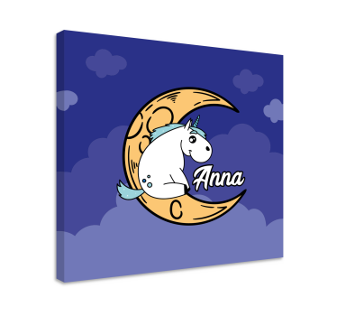Einhorn wandbild mit mondszene - TenStickers
