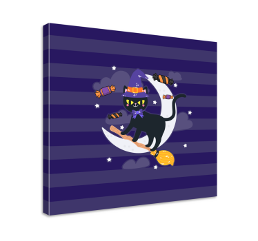 Wandbilder katzen schwarze katzenhexe - TenStickers