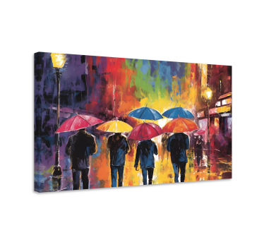 Leinwandbild Menschen regenschirme malerei - TenStickers