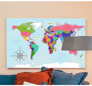 Wandbild Weltkarte Blaue weltkarte - TenStickers
