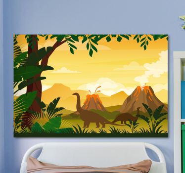 Dinosaurier wandbild dinosaurier zwischen vulkanen - TenStickers