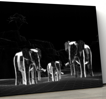 Elefanten Leinwand 3d-effekt der grauen elefanten - TenStickers