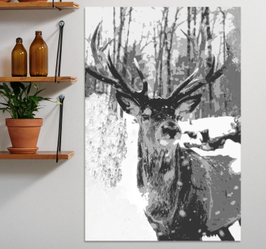 Hirsch Bild Leinwand Graue hirschspuren von farbe - TenStickers