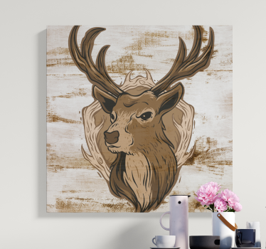 Hirsch Bild Leinwand Holzhirsch - TenStickers