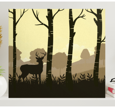 Hirsch bild leinwand silhouette eines hirsches im wald - TenStickers